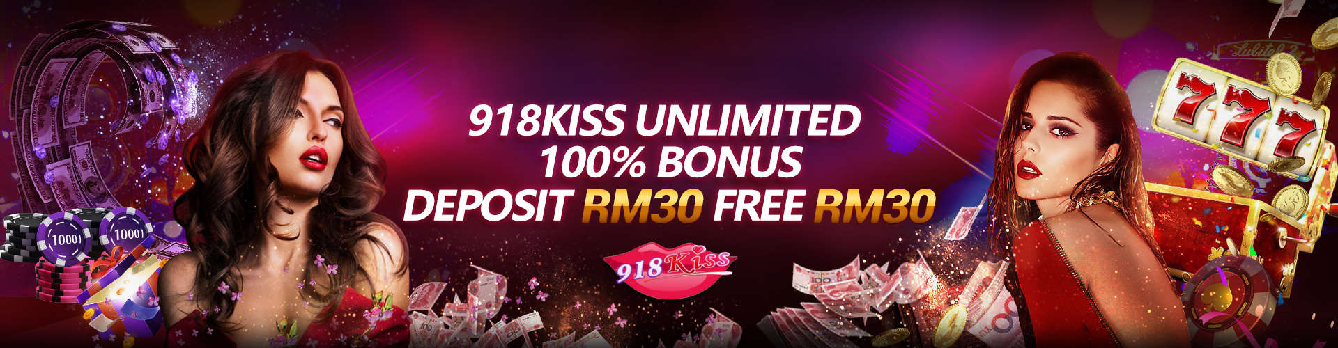 918Kiss无限存送100％ 存RM30送RM301920x500EN